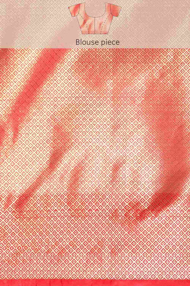 White Art Silk Block Saree