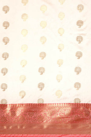 White Art Silk Block Saree