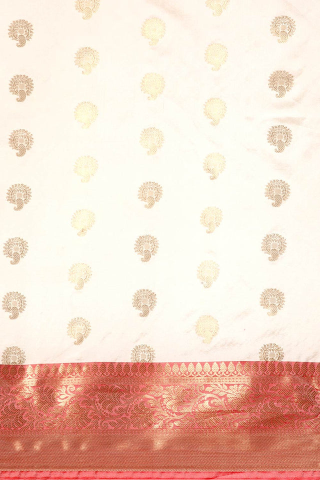 White Art Silk Block Saree