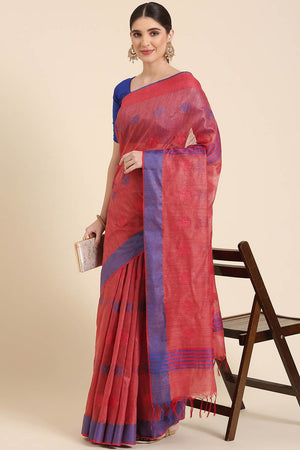 Red Silk Blend Indian Saree