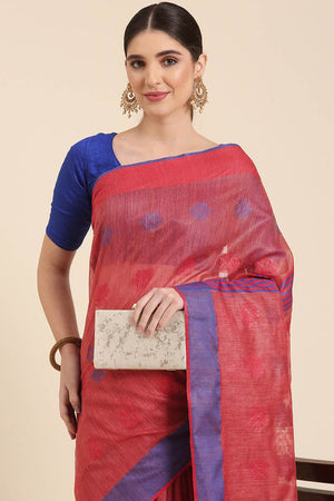 Red Silk Blend Indian Saree
