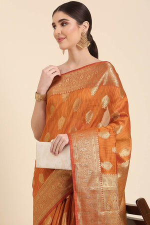 Yellow Silk Blend Indian Saree