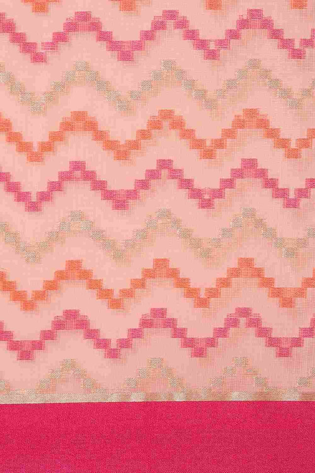 Peach Art Silk Block Saree