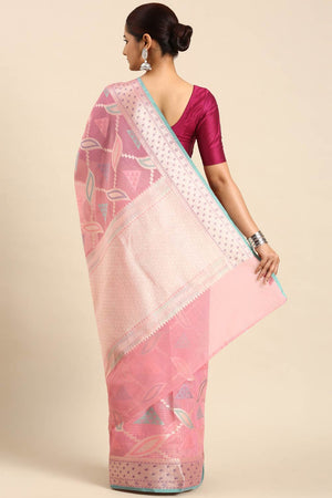Peach Art Silk Block Saree