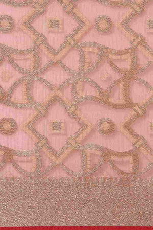 Peach Art Silk Block Saree