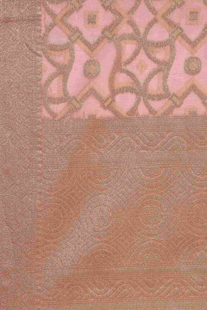 Peach Art Silk Block Saree