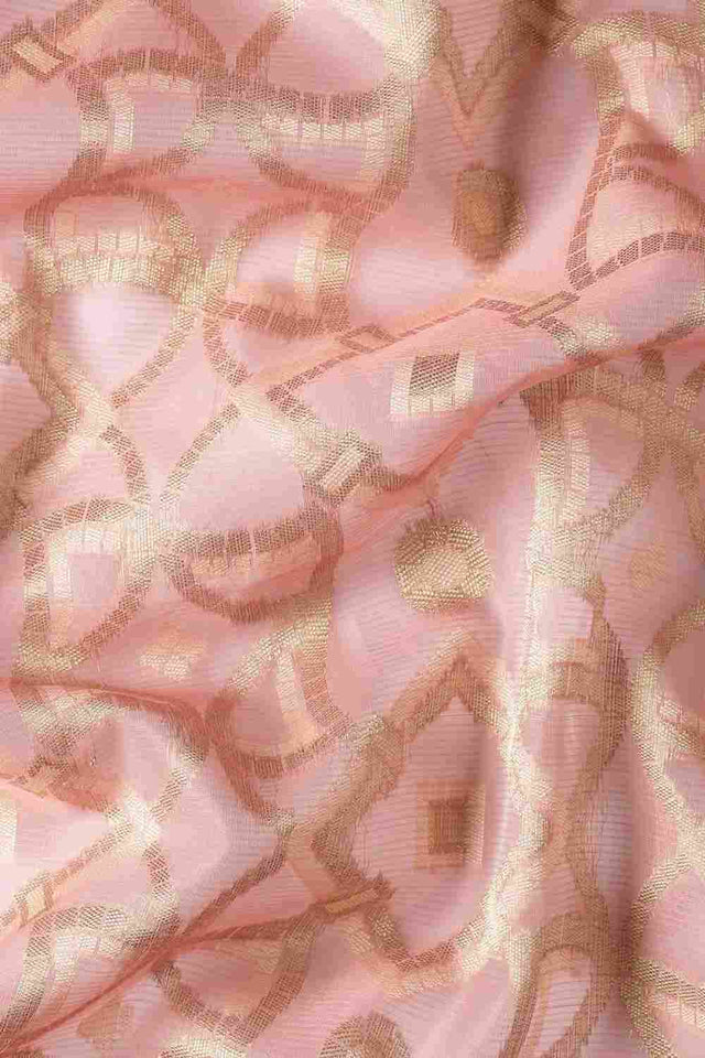 Peach Art Silk Block Saree