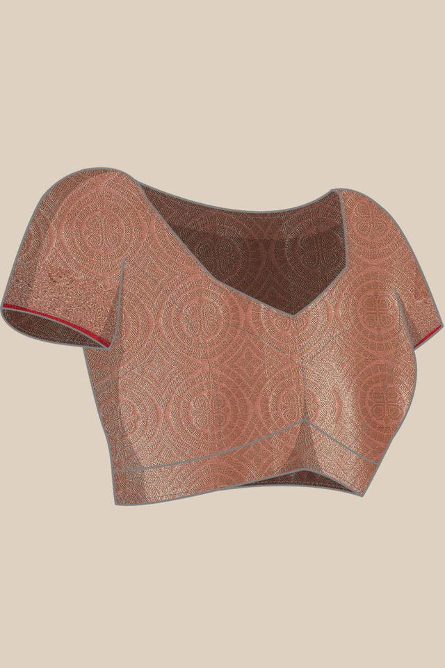 Peach Art Silk Block Saree