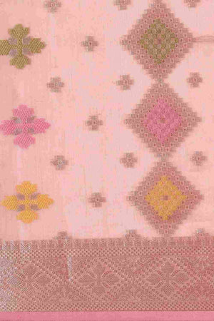 Peach Art Silk Block Saree