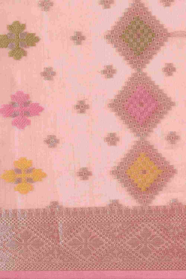 Peach Art Silk Block Saree