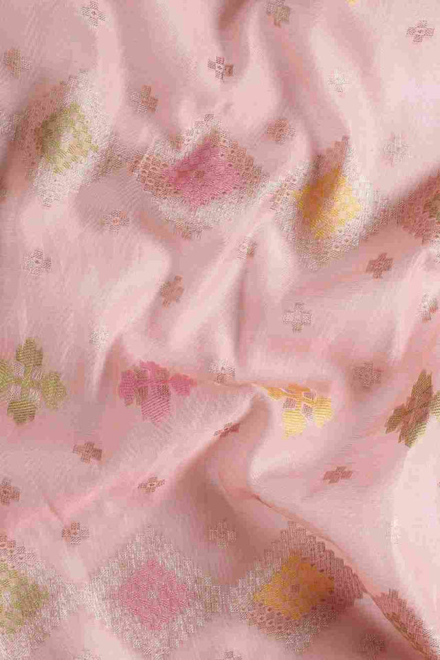 Peach Art Silk Block Saree