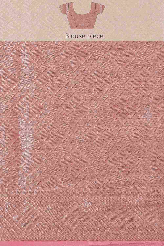 Peach Art Silk Block Saree