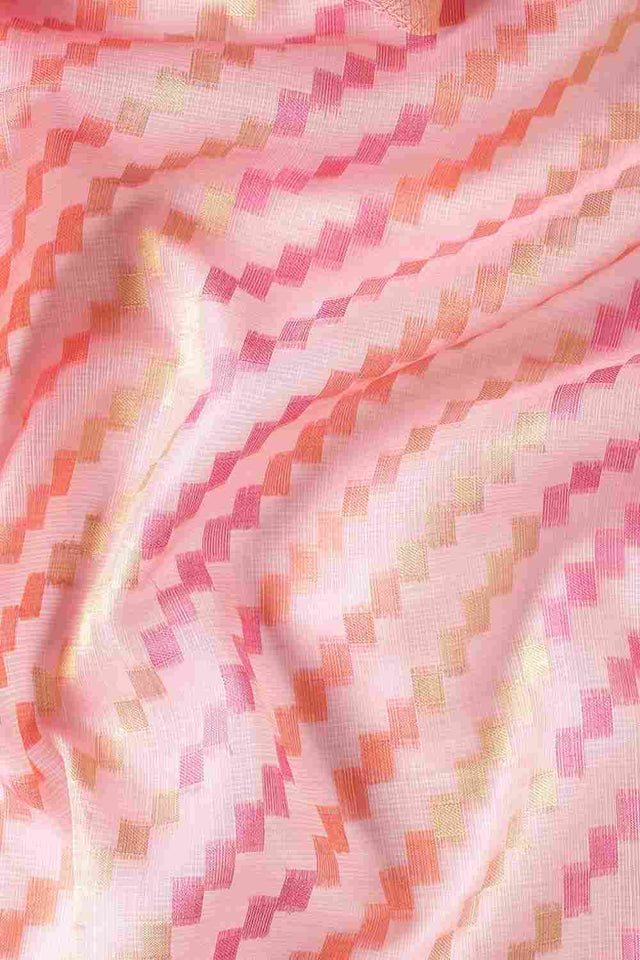 Pink Art Silk Block Saree