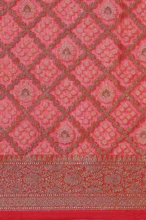 Red Art Silk Block Saree