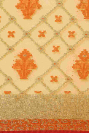 Yellow Art Silk Block Saree