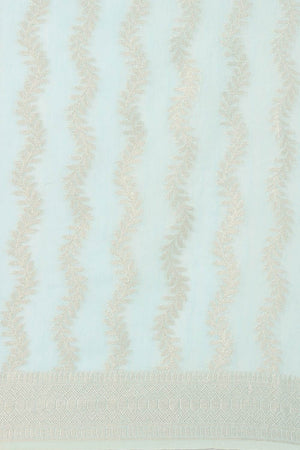 Blue Silk Blend Leaf Saree