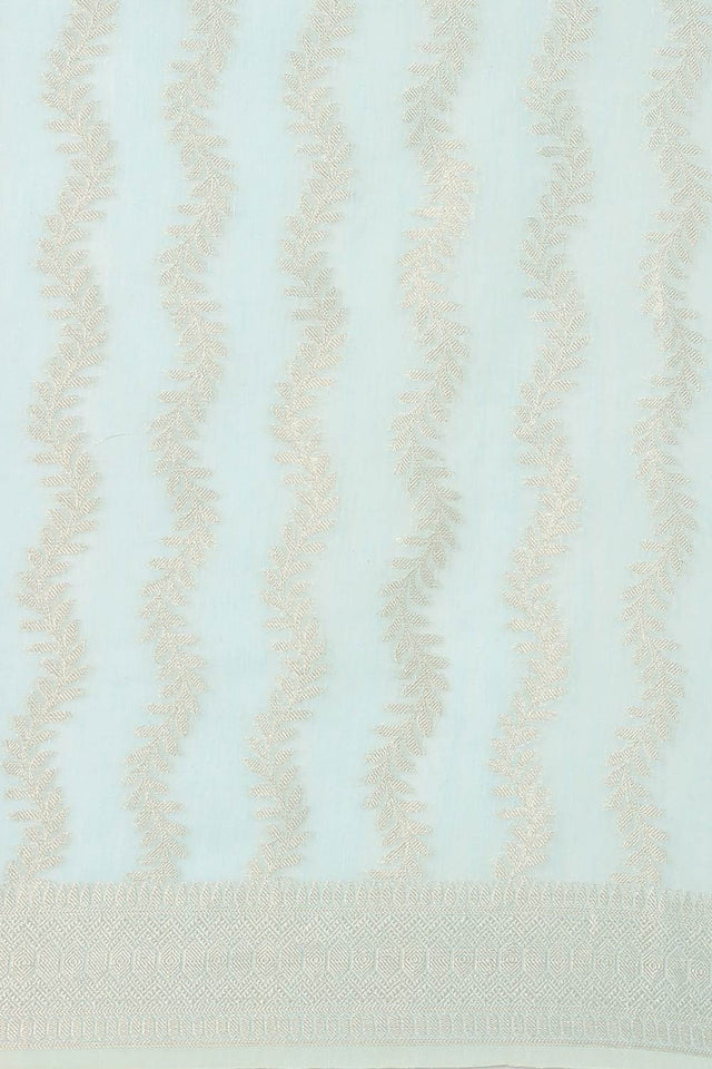 Blue Silk Blend Leaf Saree