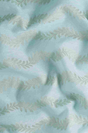 Blue Silk Blend Leaf Saree