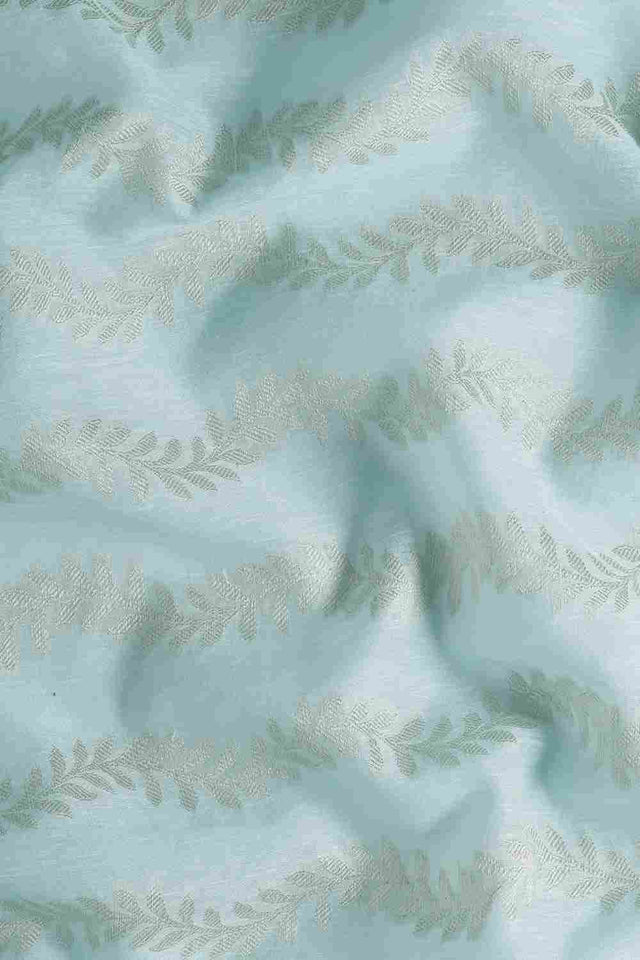 Blue Silk Blend Leaf Saree