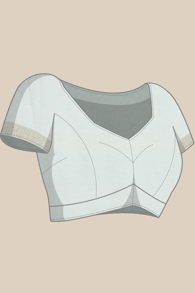 Blue Silk Blend Leaf Saree