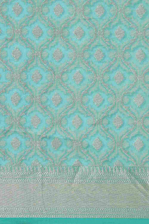 Blue Art Silk Block Saree