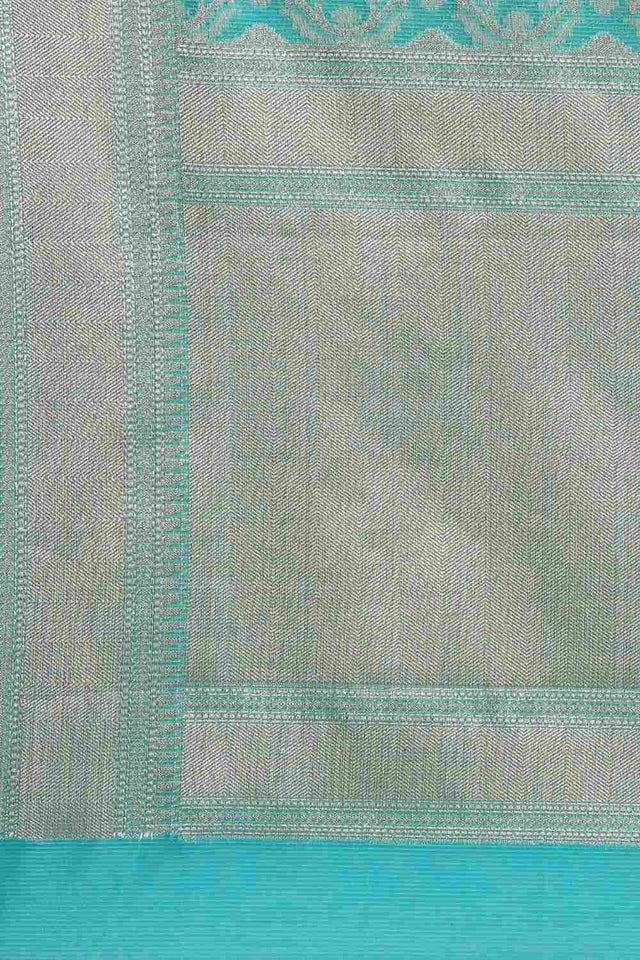 Blue Art Silk Block Saree