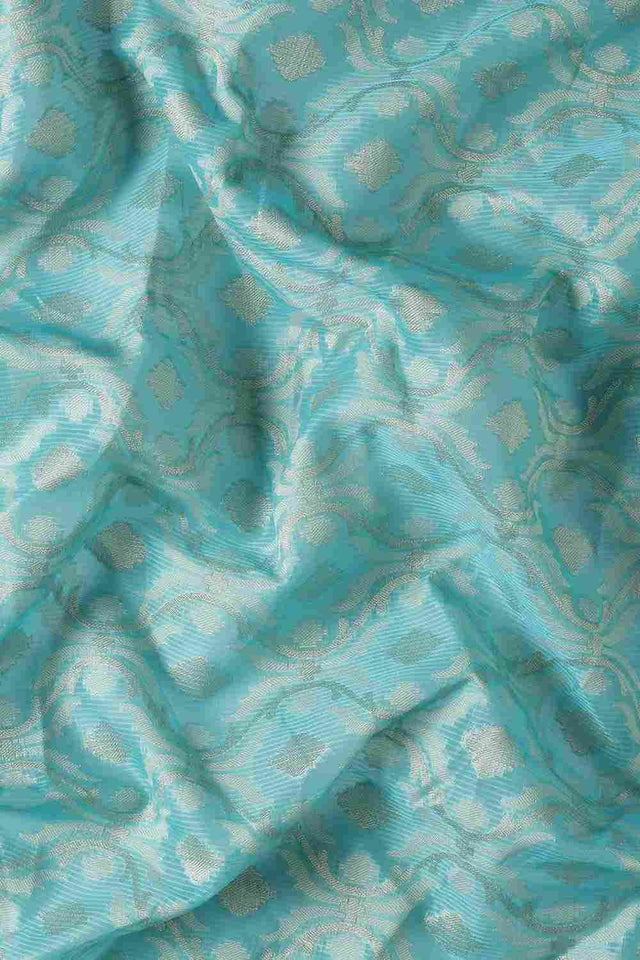 Blue Art Silk Block Saree