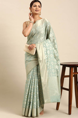 Green Art Silk Block Saree