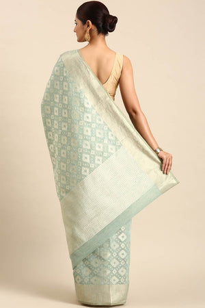 Green Art Silk Block Saree