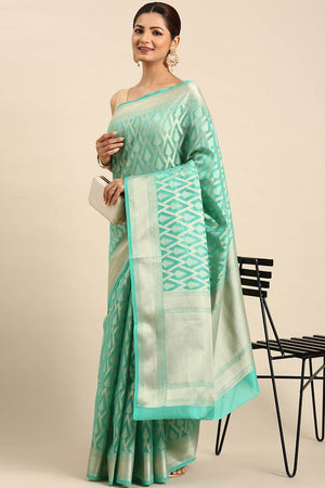 Green Art Silk Block Saree