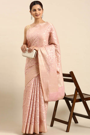 Pink Art Silk Block Saree