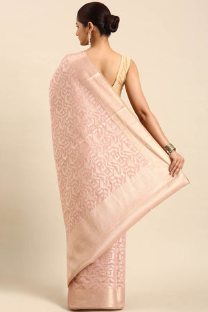 Pink Art Silk Block Saree