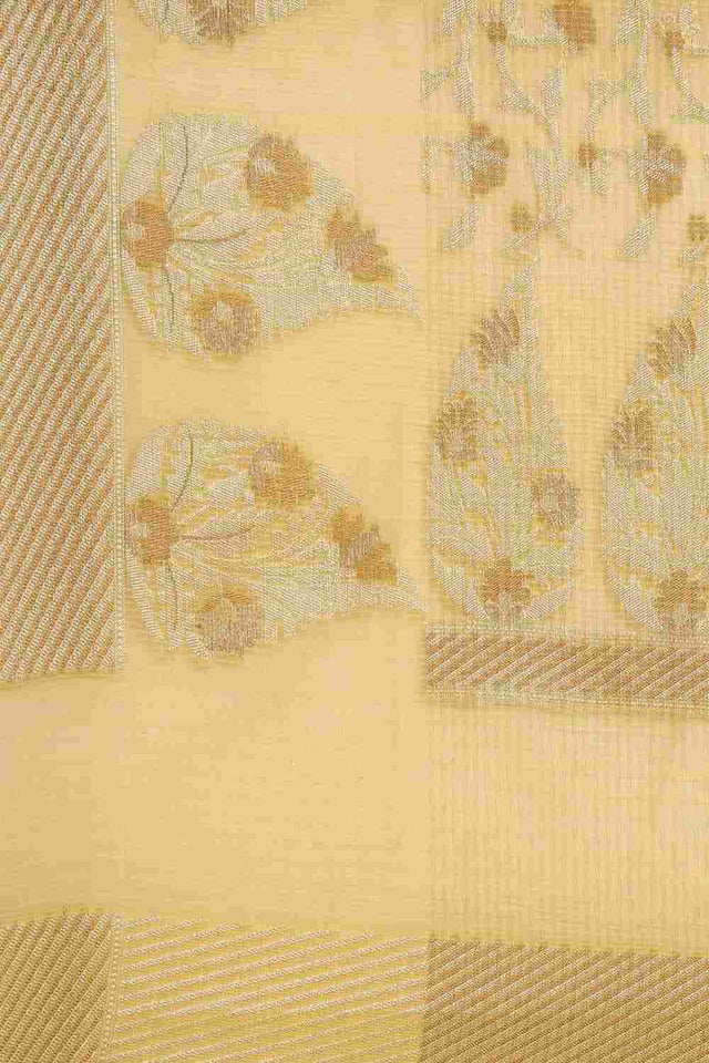 Yellow Art Silk Block Saree