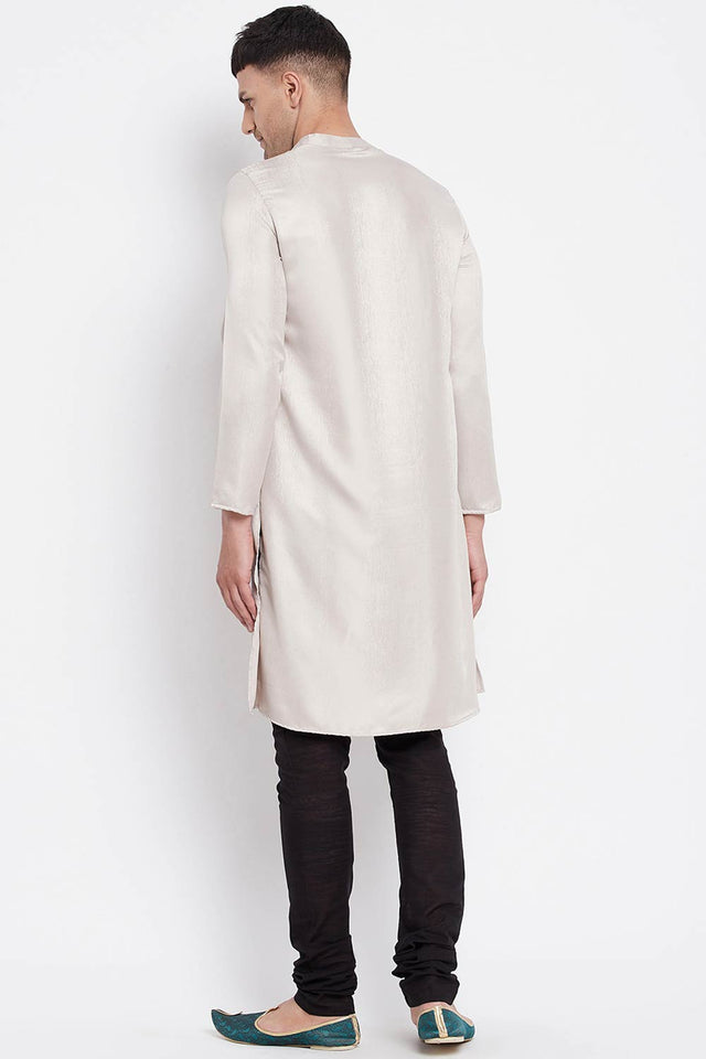 Buy Men's Rayon Solid Sherwani Kurta in Beige - Zoom in