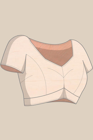 Cream Silk Blend Self-Design Saree