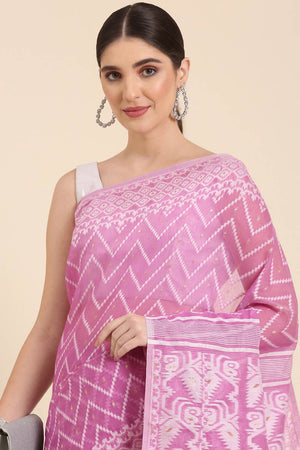 Purple Silk Blend Self-Design Saree