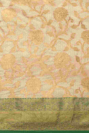 Buy Beige Tusser Art Silk Floral Printed Banarasi Saree Online
