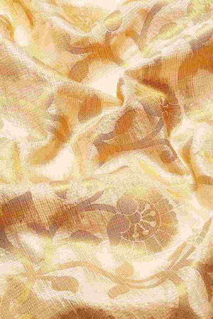 Buy Beige Tusser Art Silk Floral Printed Banarasi Saree Online