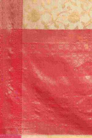 Buy Beige Tusser Art Silk Floral Printed Banarasi Saree Online