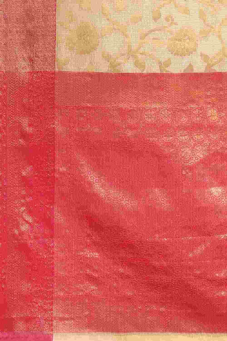 Buy Beige Tusser Art Silk Floral Printed Banarasi Saree Online