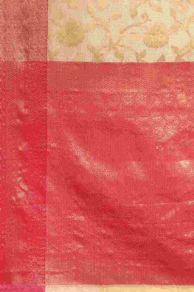 Buy Beige Tusser Art Silk Floral Printed Banarasi Saree Online