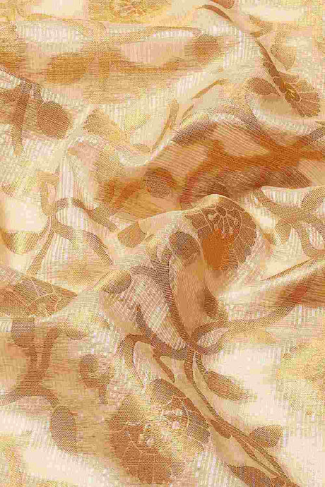 Buy Beige Tusser Art Silk Floral Printed Banarasi Saree Online
