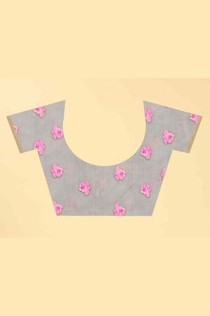 Black Printed Cotton Blend Saree