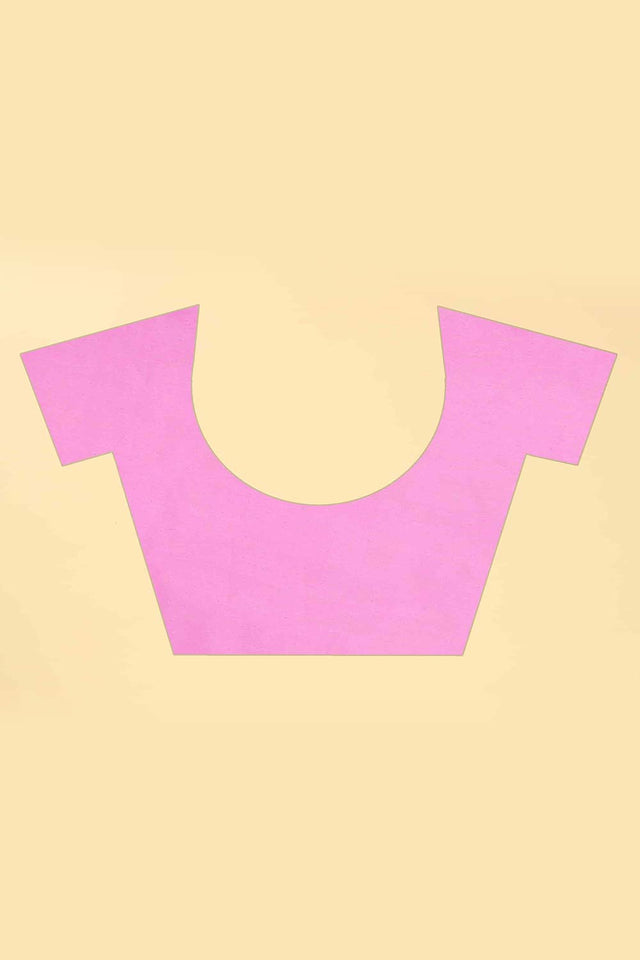 Pink Printed Cotton Blend Saree