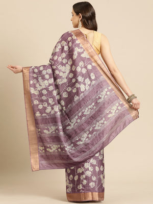 Purple Soft Silk Digital Print Saree