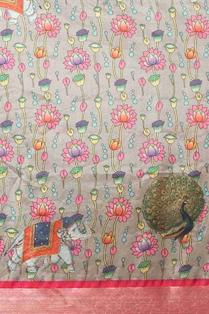 Grey Zari Art Silk Saree