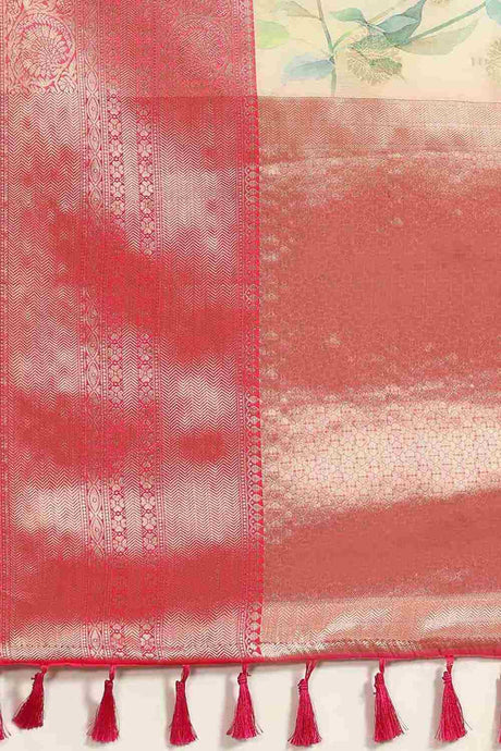Buy Beige Soft Art Silk Floral Printed Banarasi Saree Online