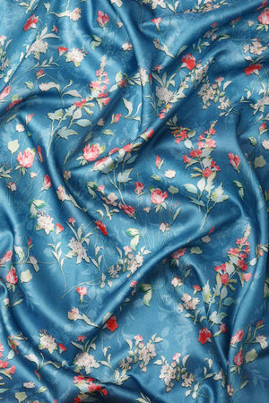 Navy Blue Silk Printed Saree