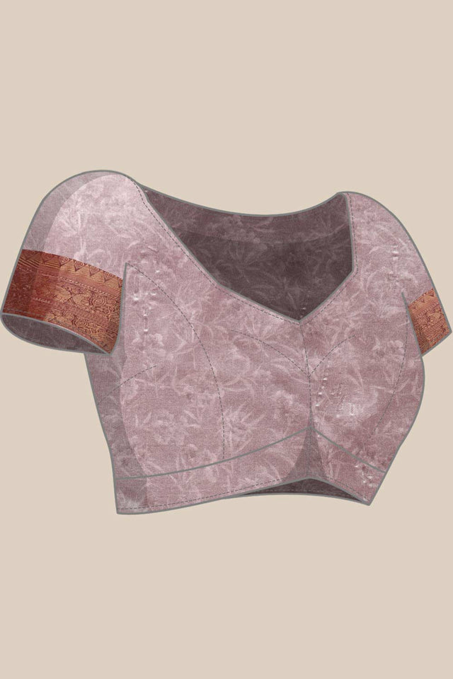 Beige Silk Printed Saree