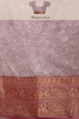 Beige Silk Printed Saree
